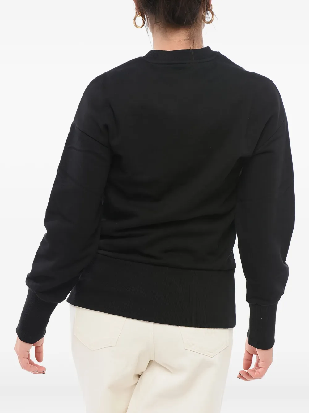 Kenzo logo-embroidered crew neck sweatshirt Zwart
