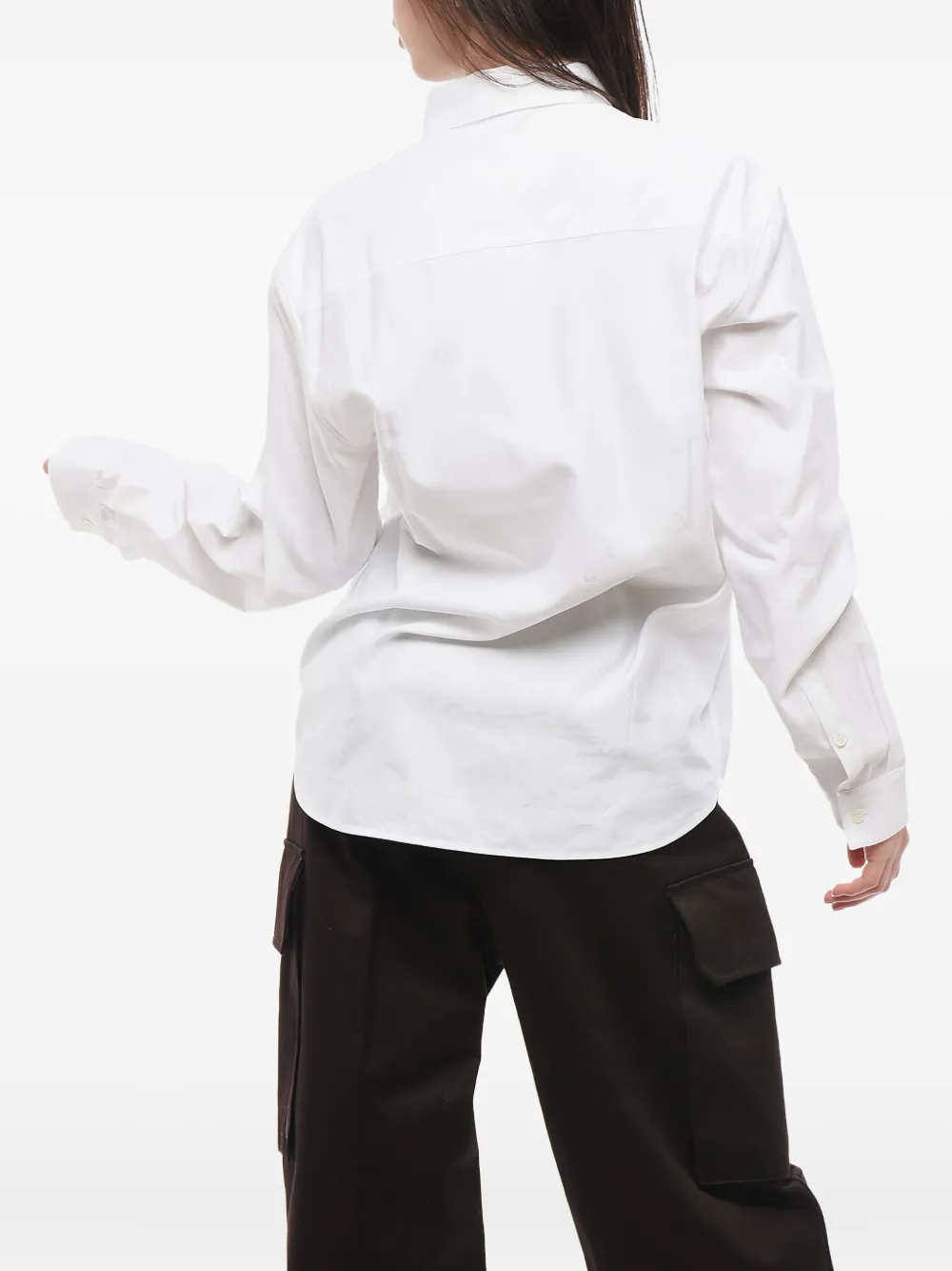 Marine Serre Popeline blouse met maan jacquard Wit