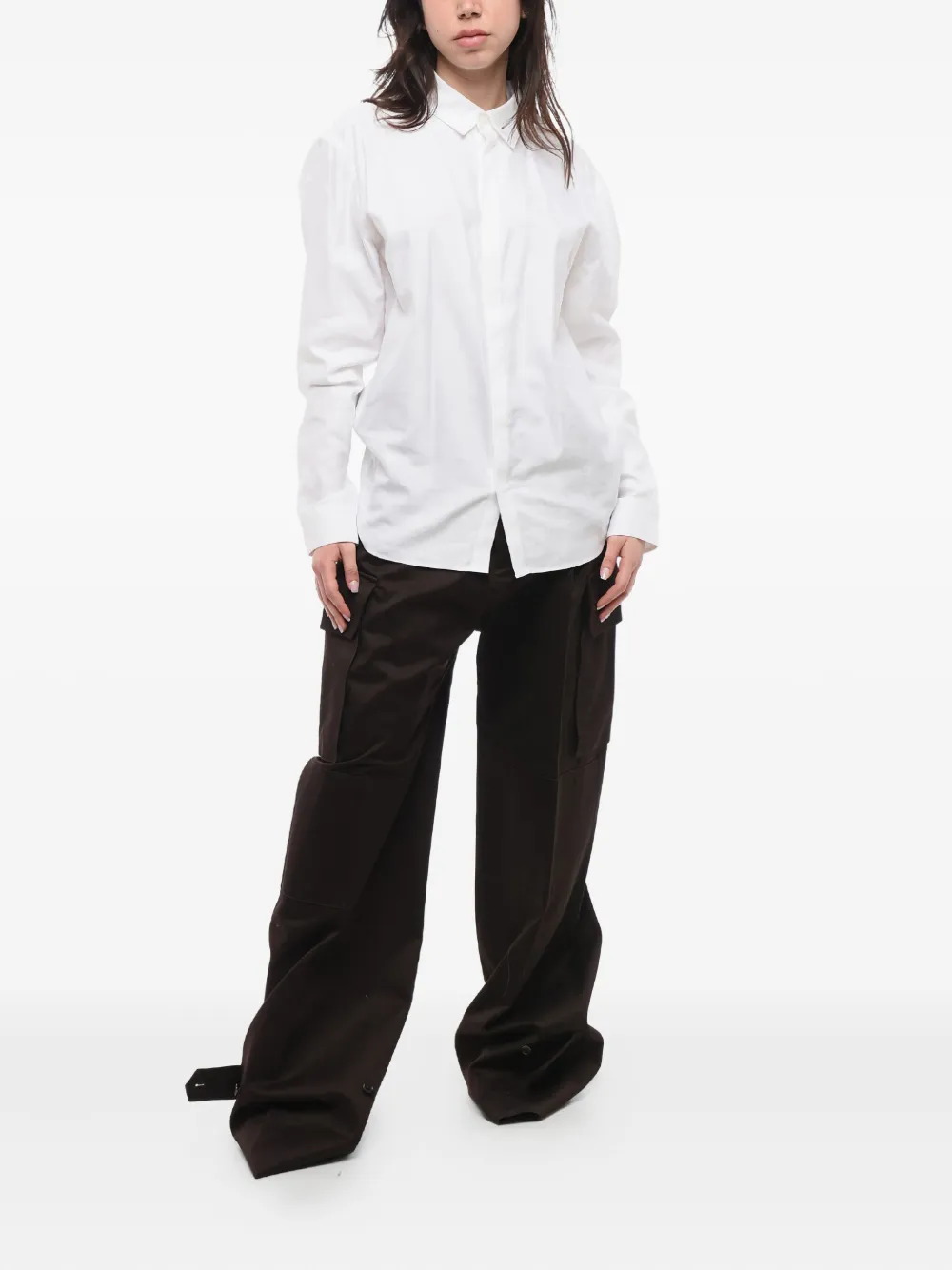 Marine Serre Popeline blouse met maan jacquard Wit