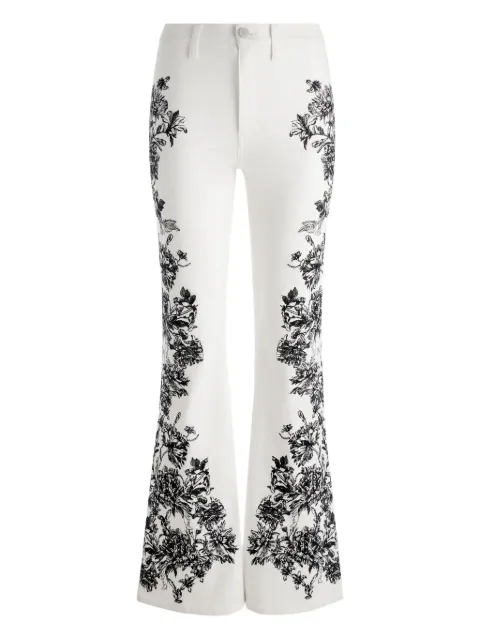 alice + olivia floral-print flared trousers