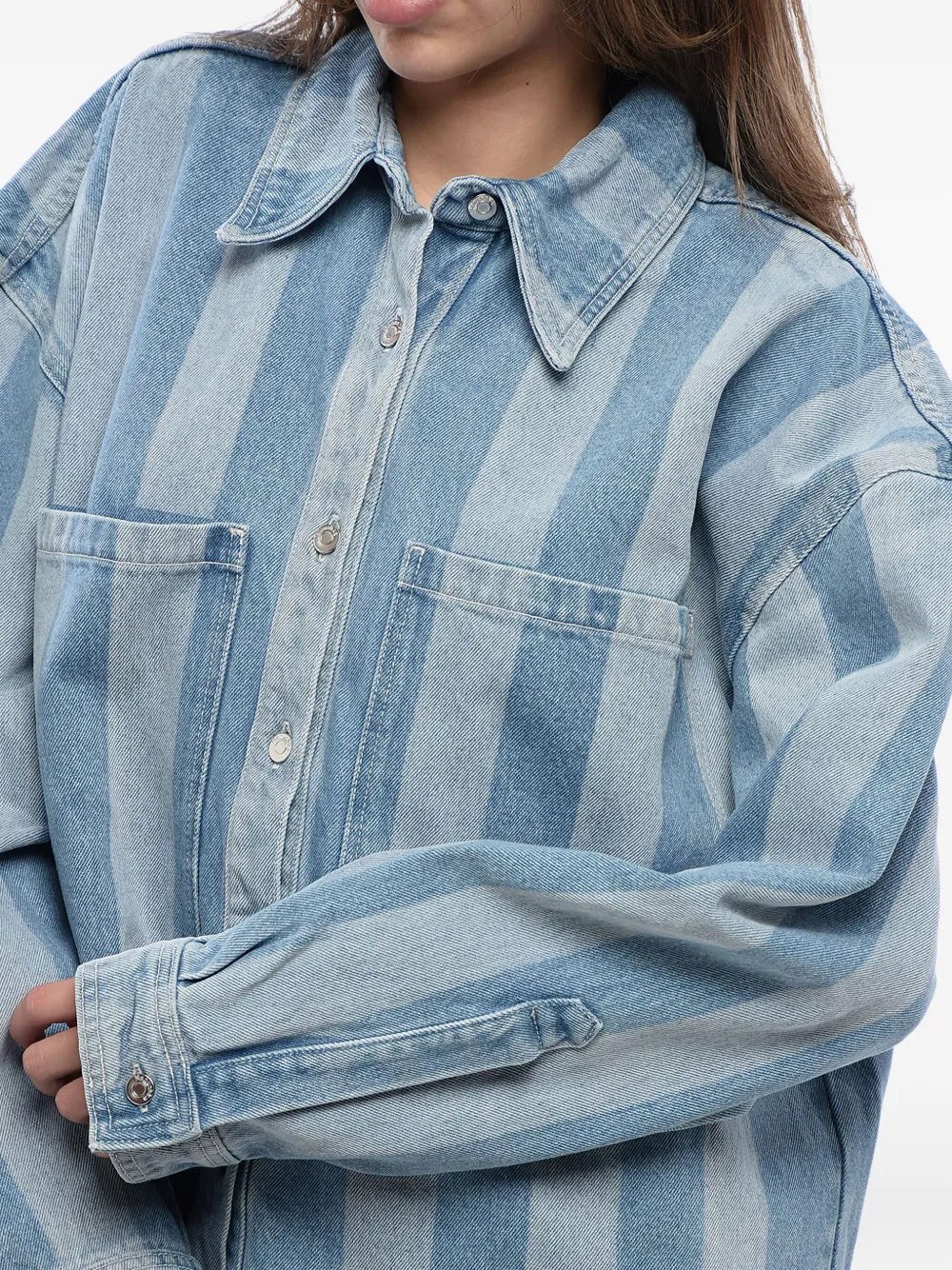Nanushka Beaux gestreept denim shirtjack Blauw