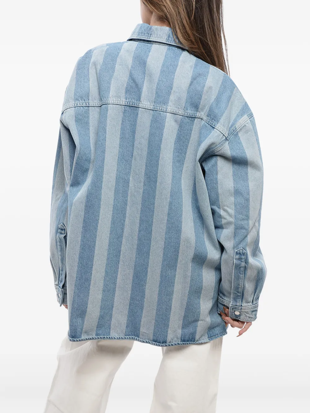 Nanushka Beaux gestreept denim shirtjack Blauw