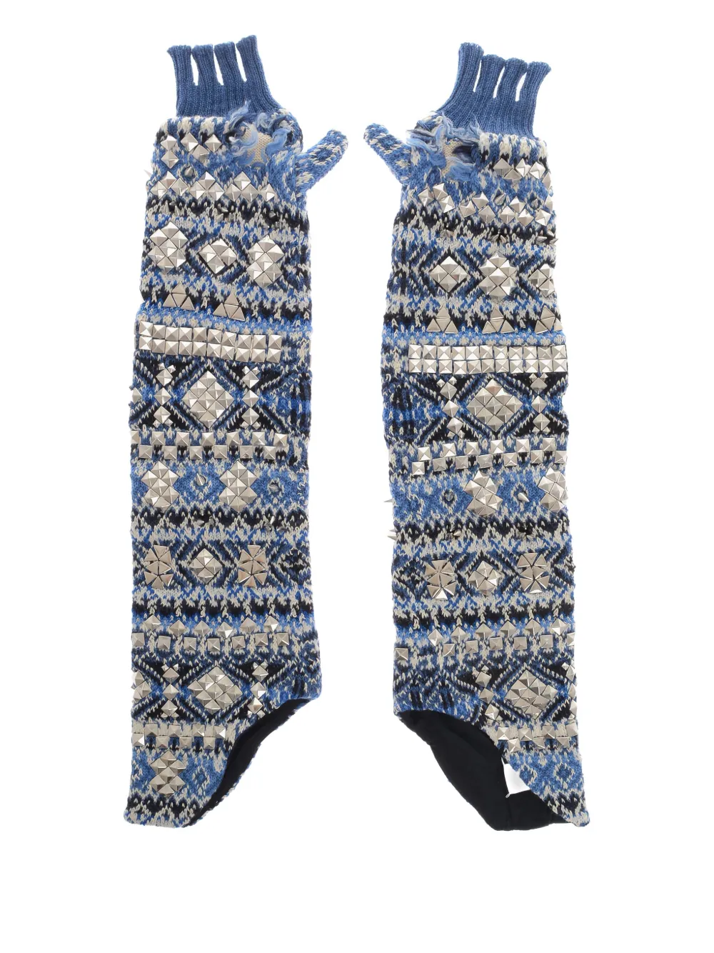 Maison Margiela fingerless studded gloves - Blue
