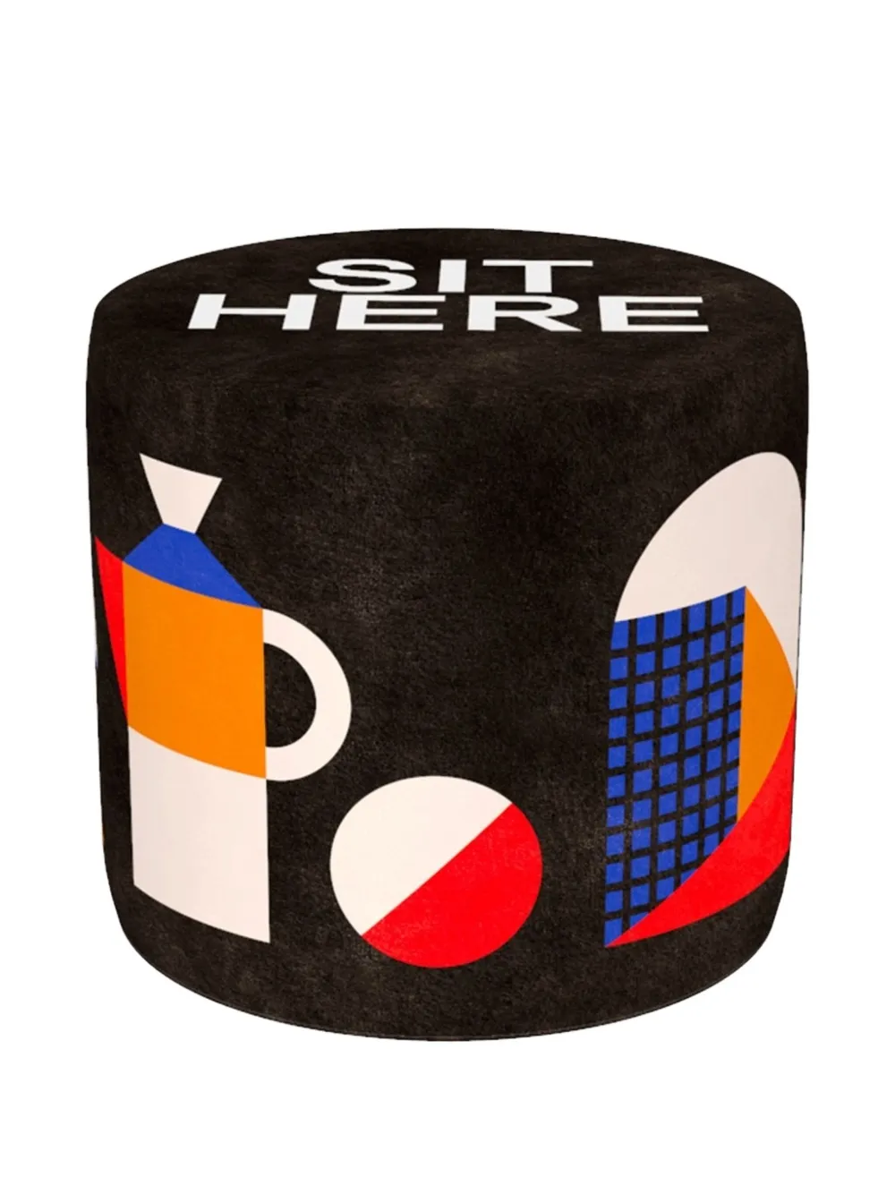 Qeeboo Oggian 'Sit Here' geometric-patterned felt snall pouf - Nero
