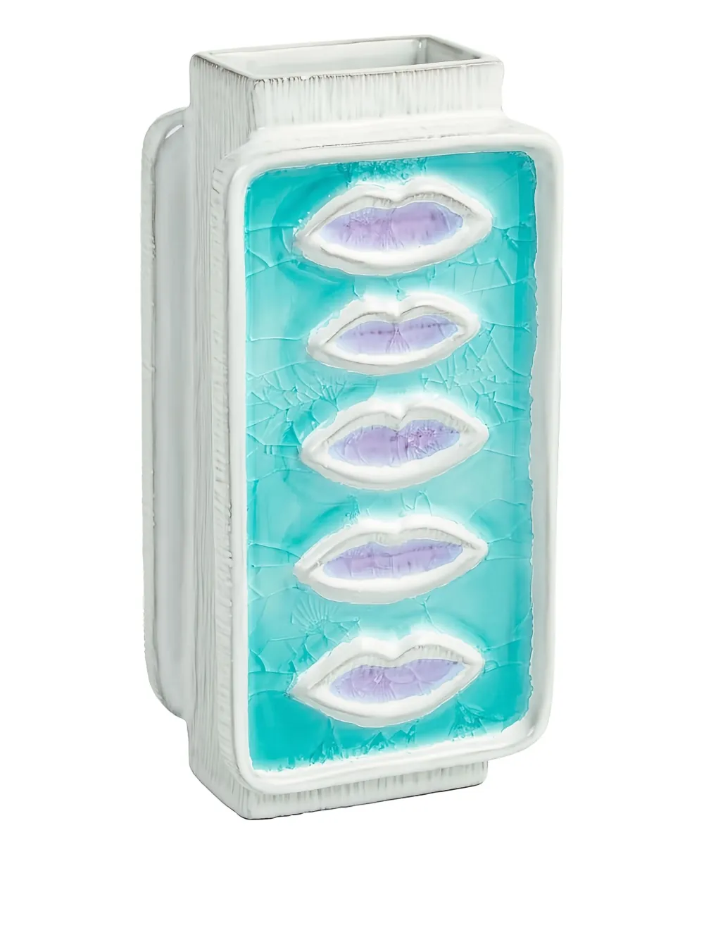 Jonathan Adler lip-print crackle-glaze vase - Blauw