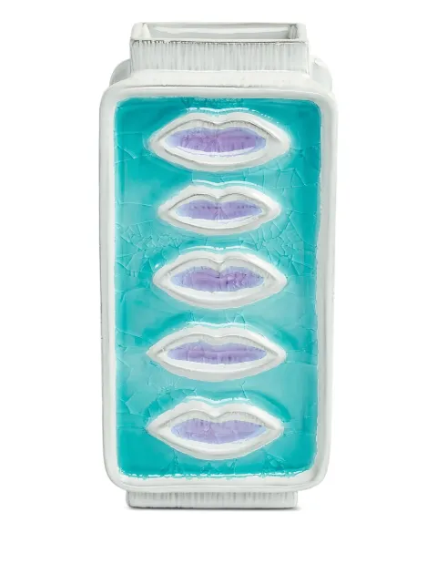 Jonathan Adler lip-print crackle-glaze vase