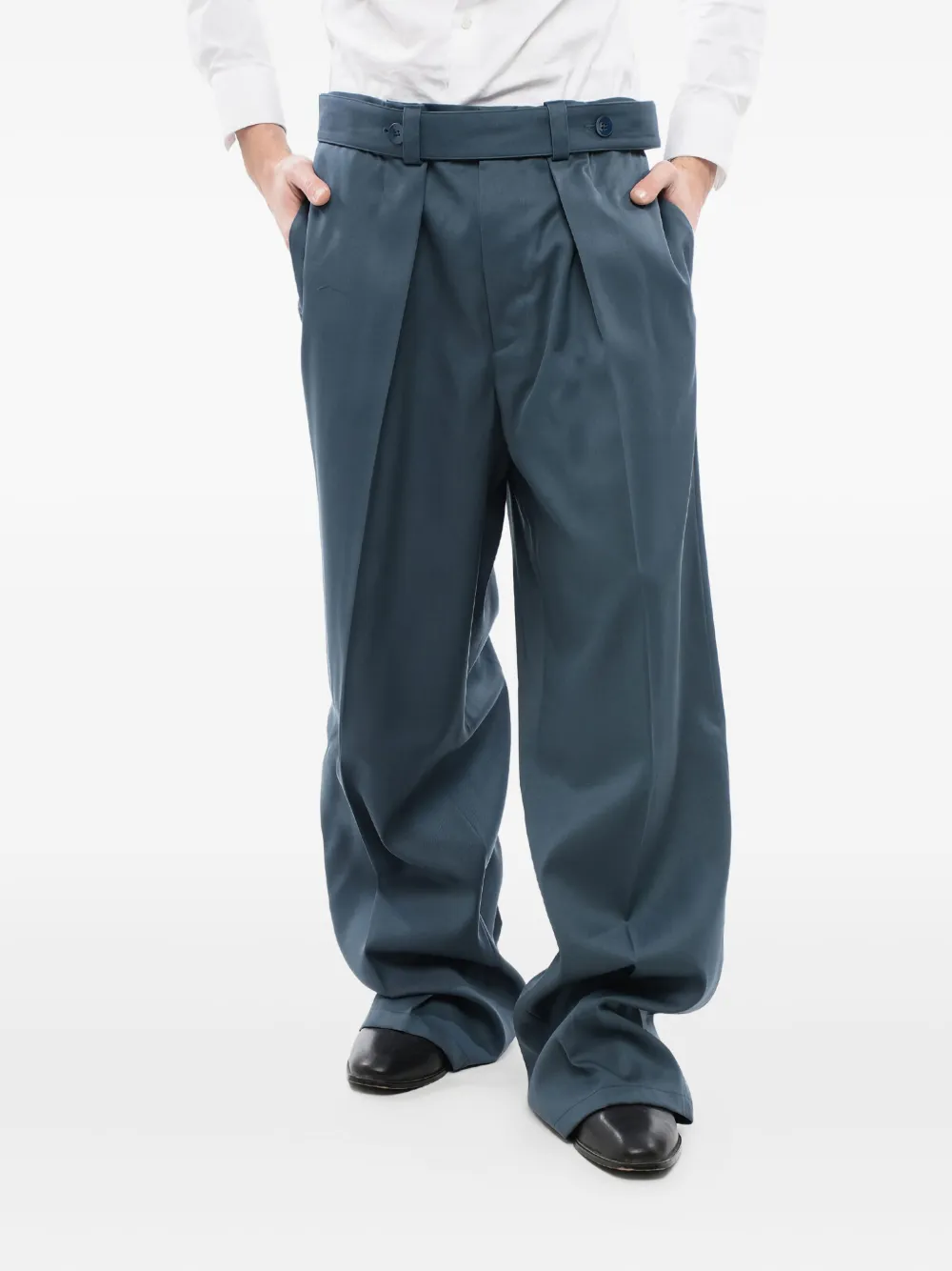 Jil Sander Pantaloni a gamba ampia con pieghe - Blu