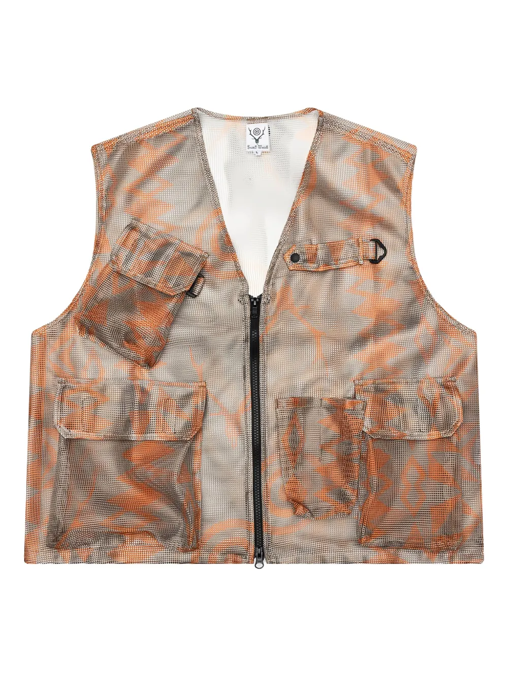 SOUTH2 WEST8 mesh-patterned pocket vest - グレー SOUTH2 WEST8 mesh-patterned pocket vest - グレー