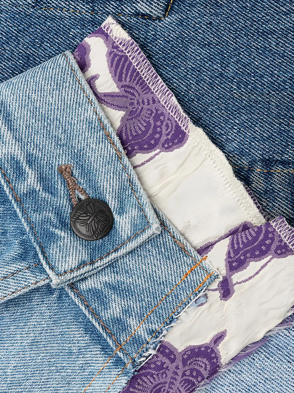 Needles butterfly-print denim jacket Blauw