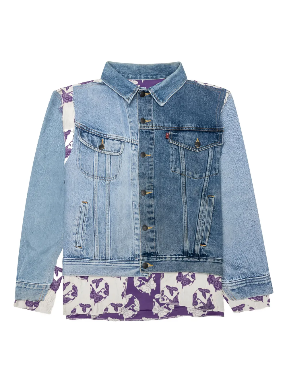 Needles butterfly-print denim jacket Blauw