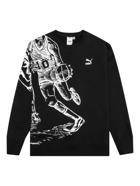 PUMA basketball-print crew-neck sweater