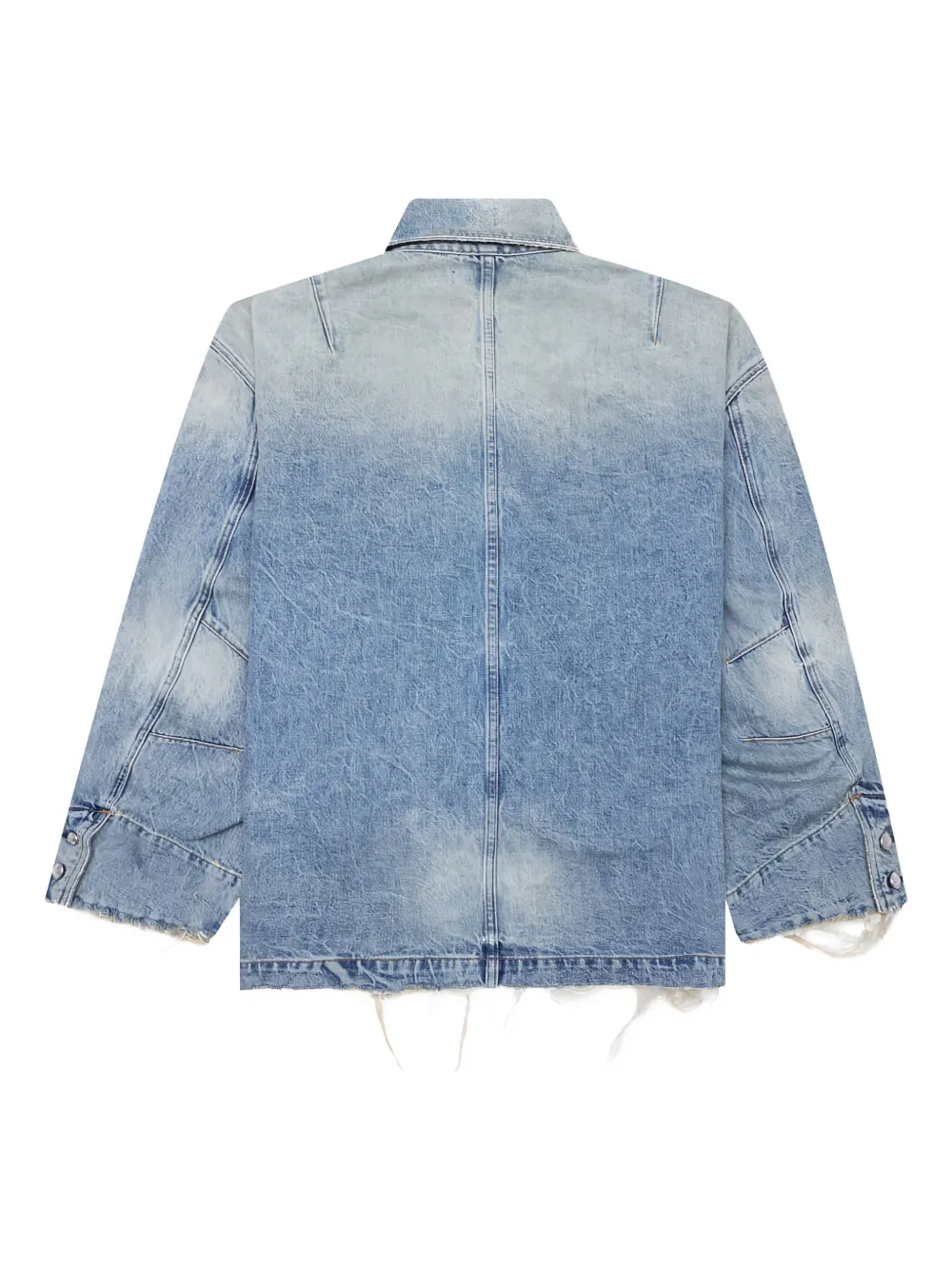 Nahmias Denim jack met opgestikte zakken en gerafelde randen Blauw
