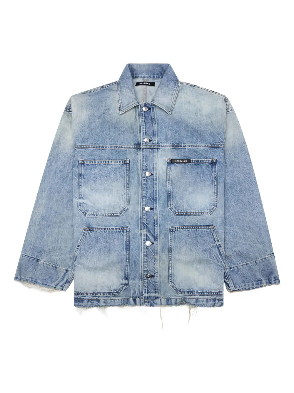 Nahmias frayed-edges patch-pockets denim jacket - ブルー Nahmias frayed-edges patch-pockets denim jacket - ブルー