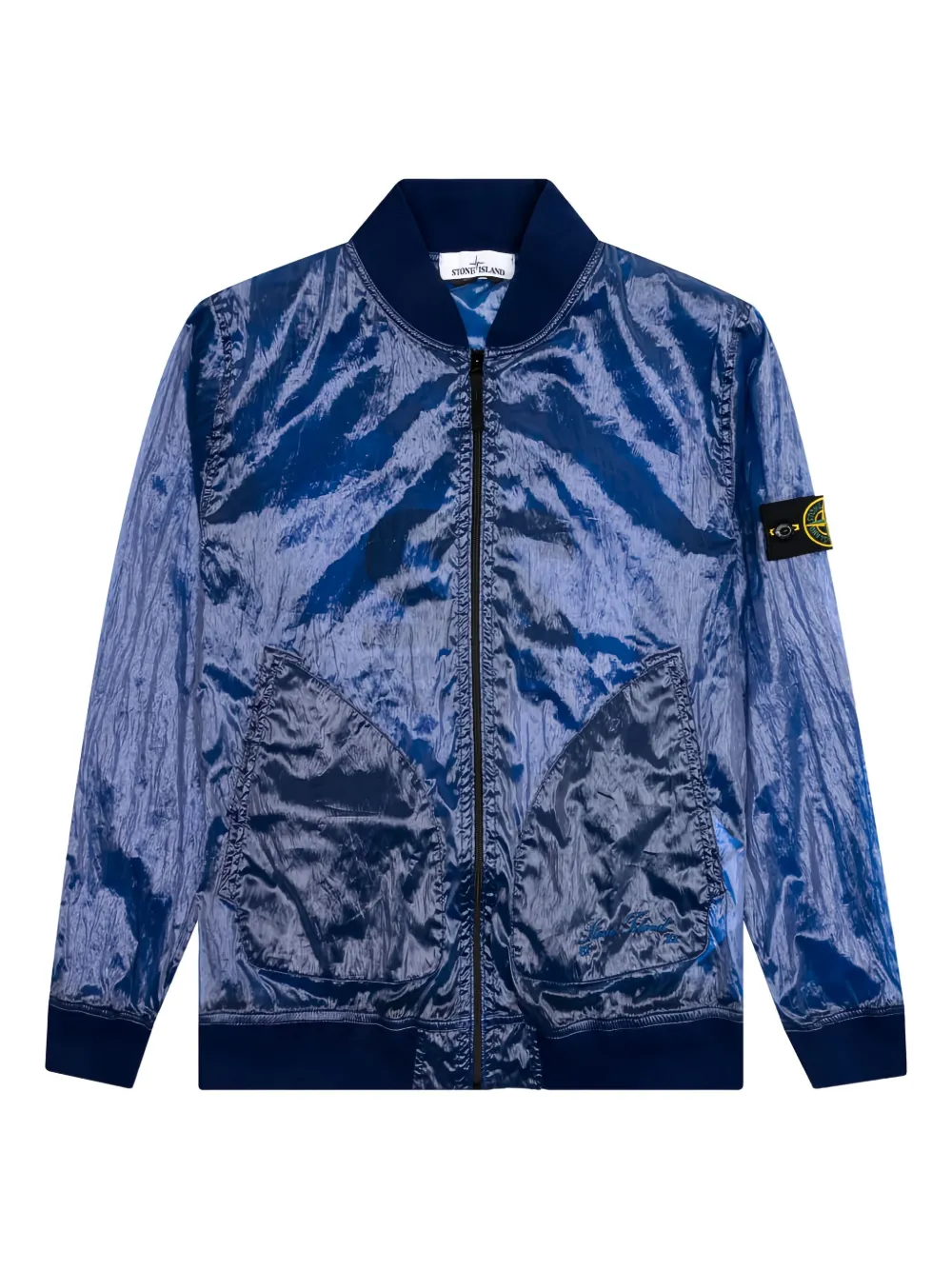 Stone Island number-detail bomber jacket - ブルー Stone Island number-detail bomber jacket - ブルー
