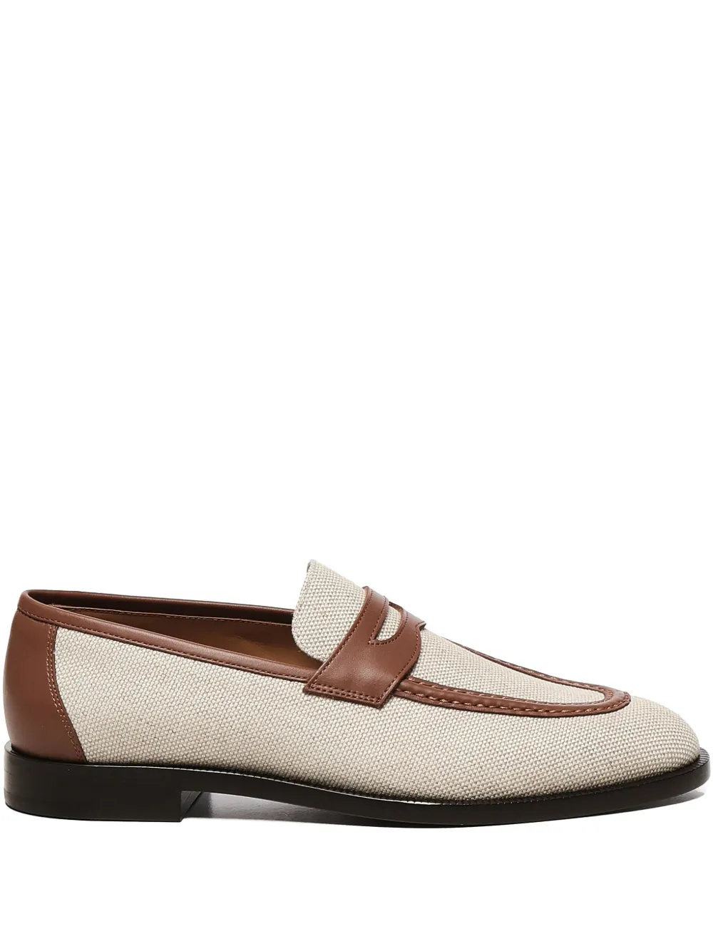 Loro Piana leather-trimmed canvas loafers - ニュートラル Loro Piana leather-trimmed canvas loafers - ニュートラル