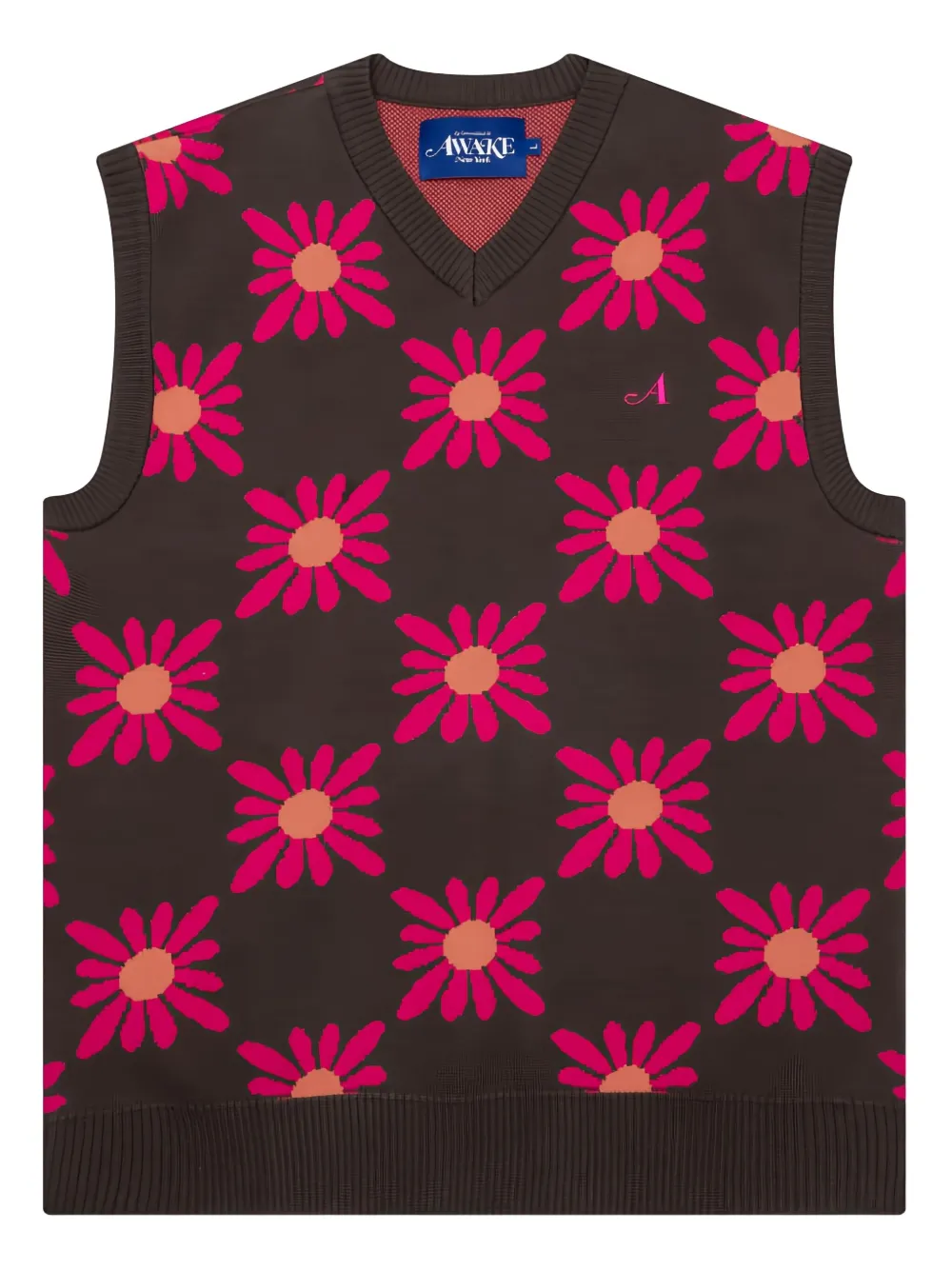 Awake NY Spencer met V-hals en bloemenprint Bruin