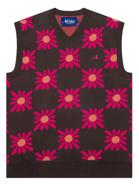 Awake NY floral-pattern V-neck vest