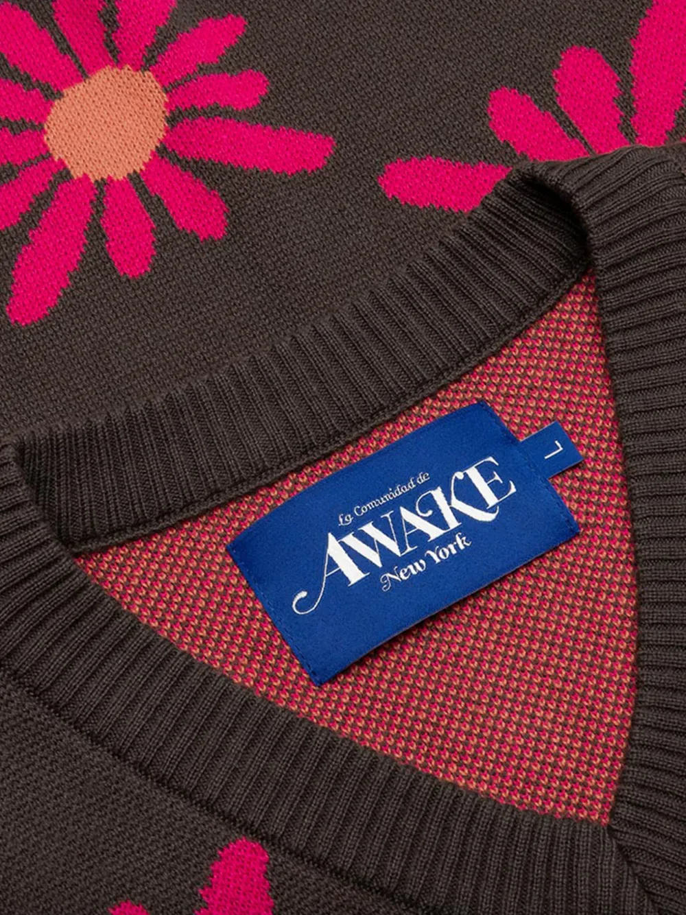 Awake NY Spencer met V-hals en bloemenprint Bruin