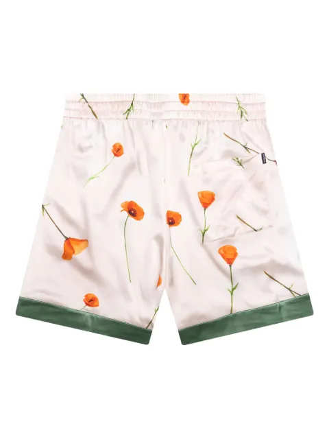 Nahmias shorts de seda con amapolas estampadas