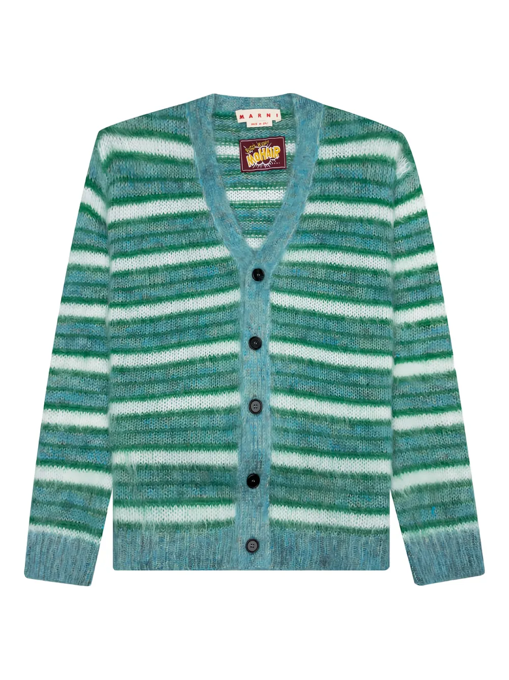 Marni V-neck striped cardigan - グリーン Marni V-neck striped cardigan - グリーン