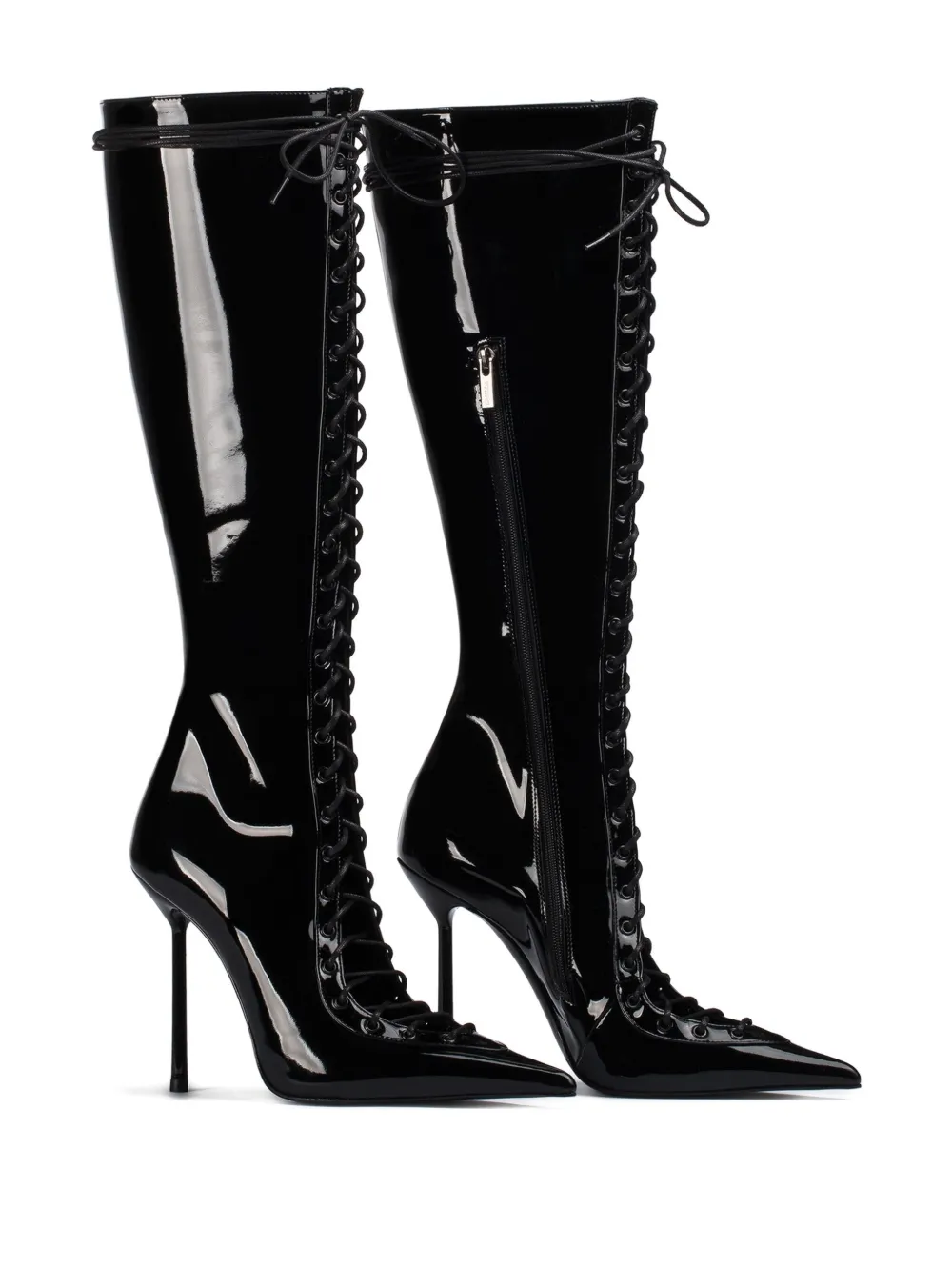 Le Silla 100MM lace-up pointed-toe boots Black