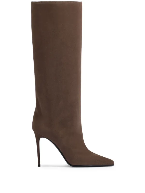 Bottes à Talons Aiguilles Forever 21 En Daim - Taille UK 4 (EUR 37), Marron, Plateforme, Neuves Sans Boîte