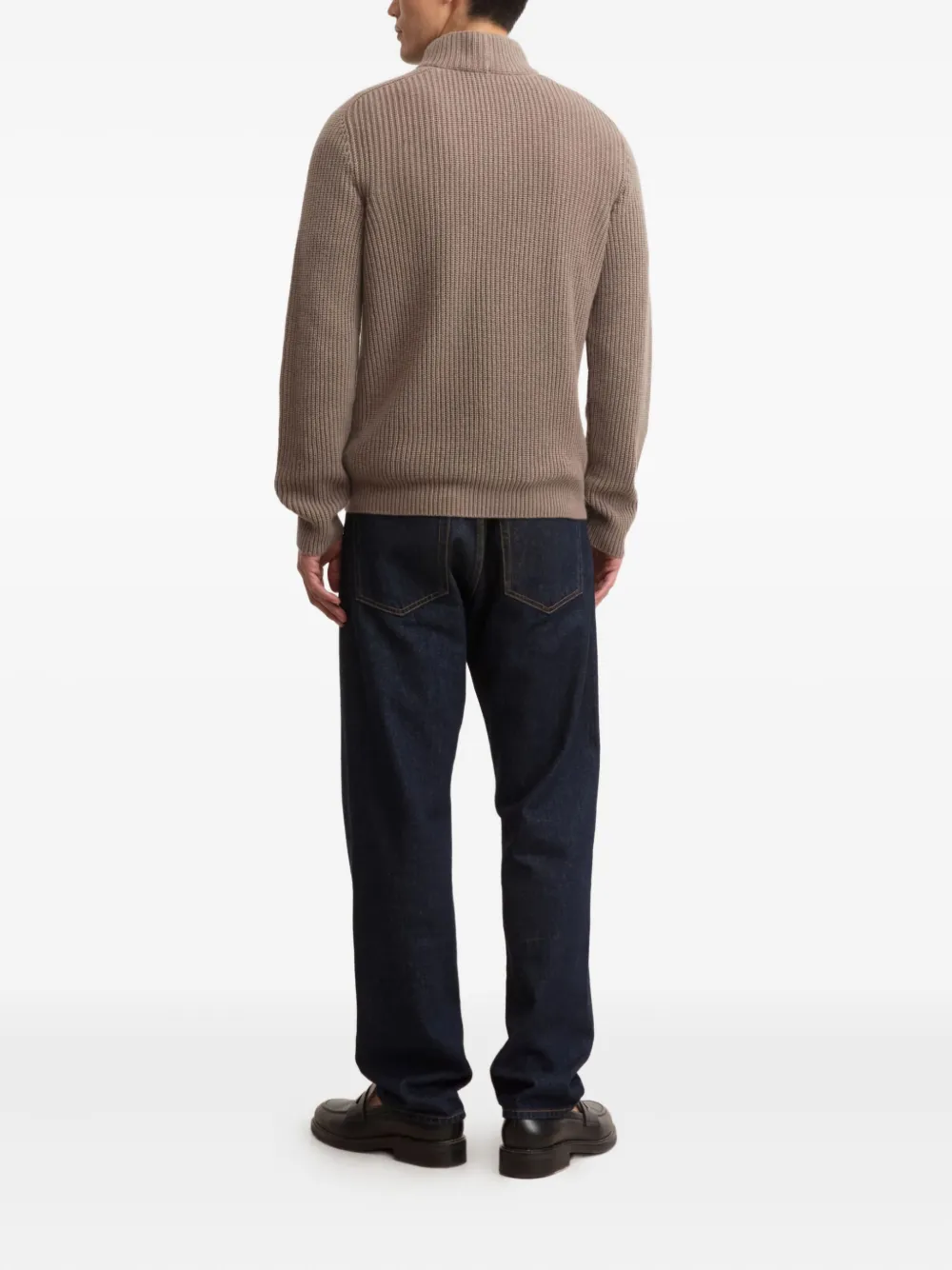 Iris Von Arnim Amarillo Ribbed Half-zip Sweater In Brown