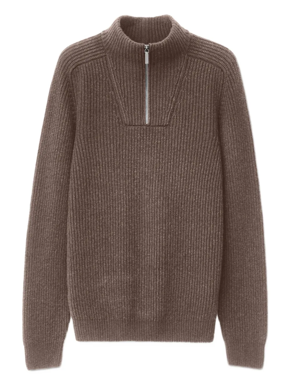 Iris Von Arnim Amarillo Ribbed Half-zip Sweater In Brown