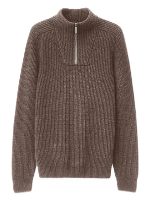 Iris Von Arnim Amarillo ribbed half-zip sweater