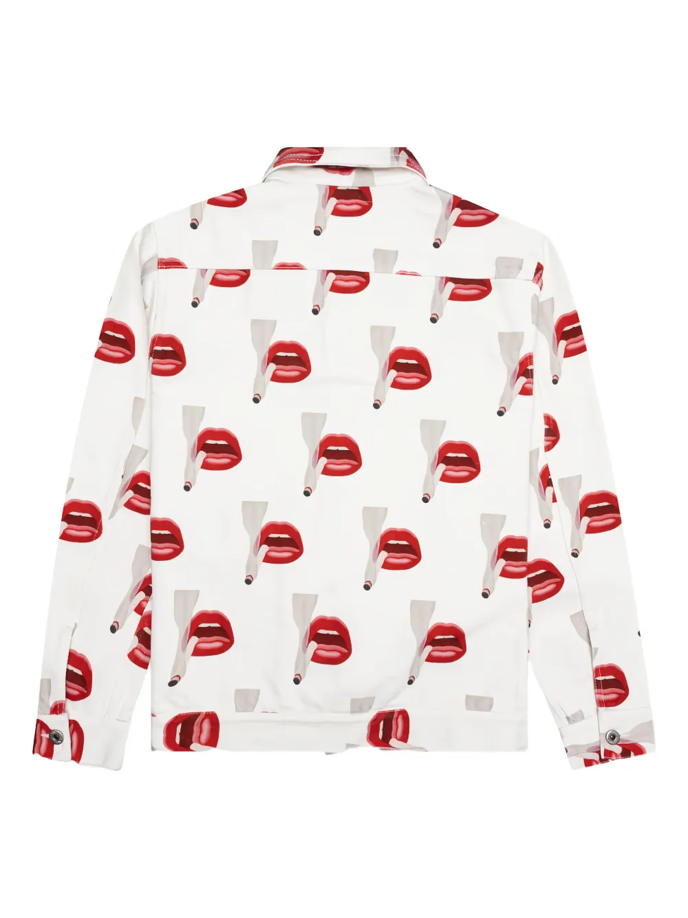 Emotionally Unavailable smoking lips print denim jacket | Denim Jackets | Image 2