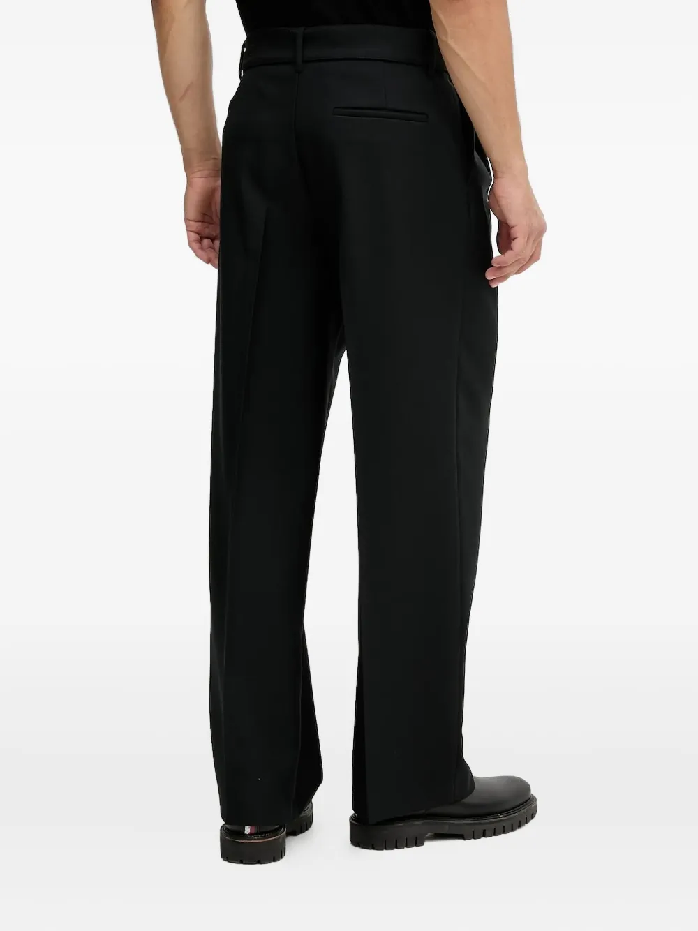 Versace Jeans Couture pleated logo-belt trousers Zwart