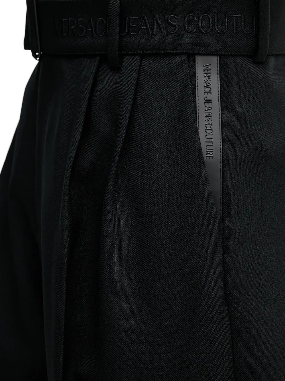 Versace Jeans Couture pleated logo-belt trousers Zwart