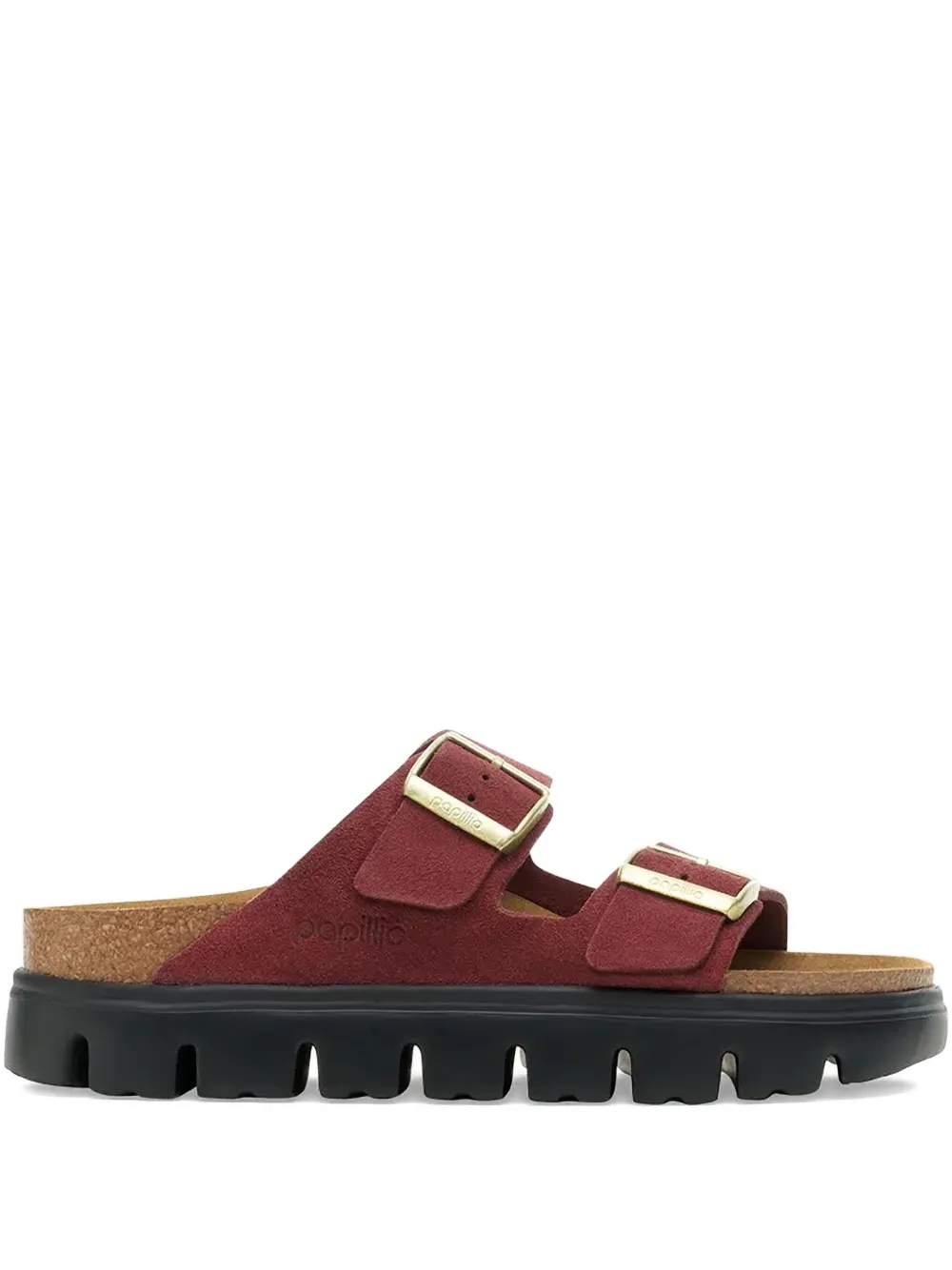 Birkenstock Double-buckle Platform Slides In Red
