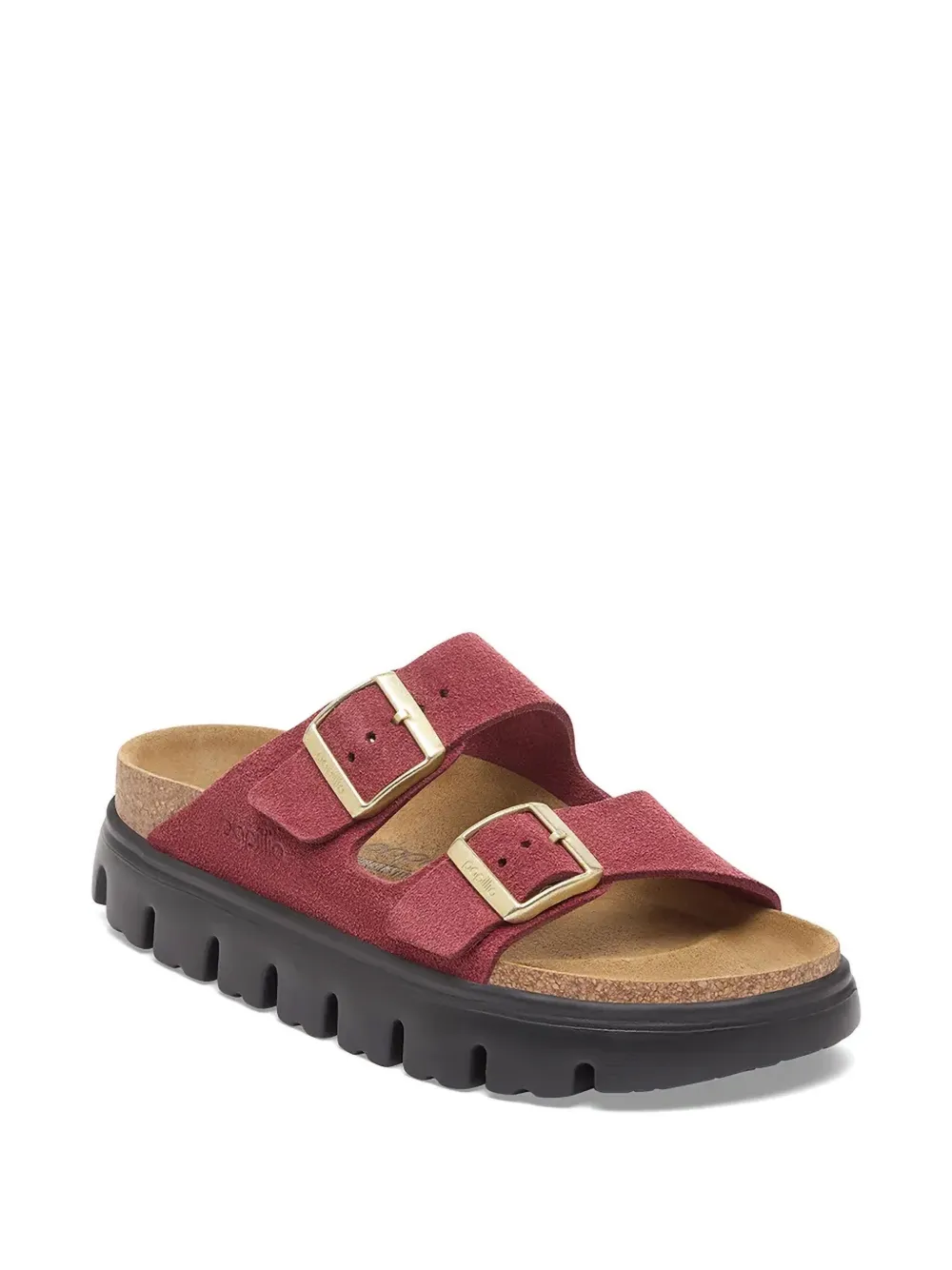 Birkenstock Double-buckle Platform Slides In Red