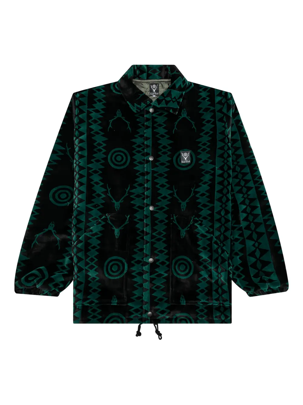 SOUTH2 WEST8 deer-pattern coach shirt jacket - ブラック SOUTH2 WEST8 deer-pattern coach shirt jacket - ブラック