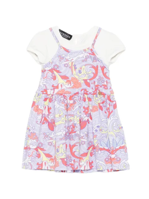 Versace Kids Barocco-print layered-effect dress