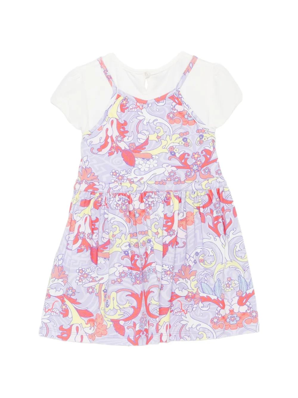 Versace Kids Jurk met Barocco-print en gelaagd effect Paars