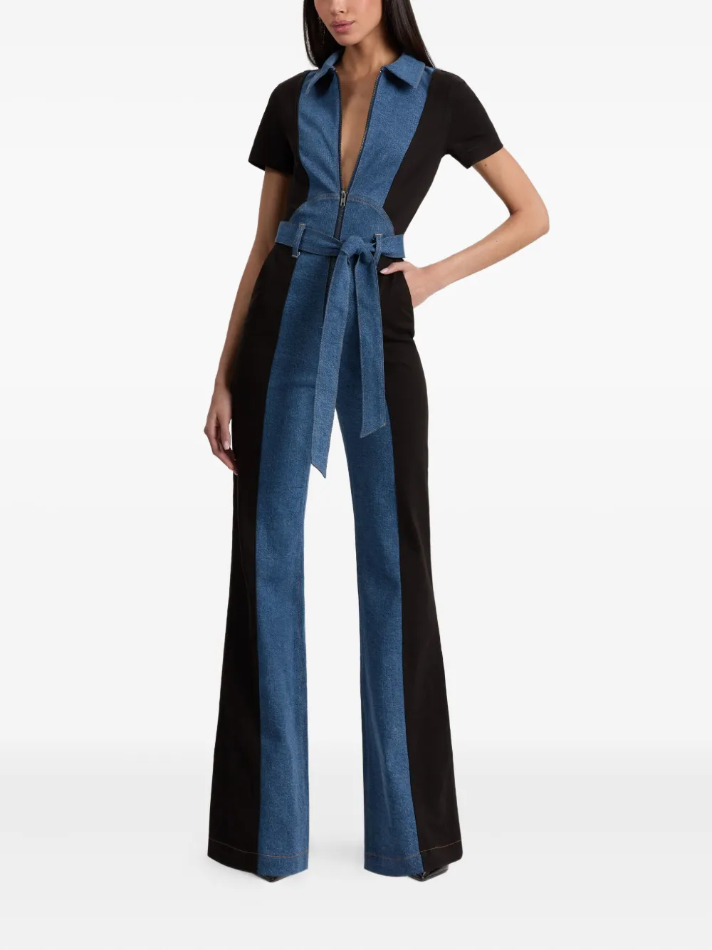 Alice + olivia zip-front panelled jumpsuit - Blauw