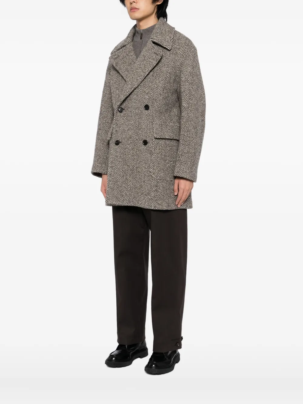 N.Peal Jas met visgraatpatroon Bruin