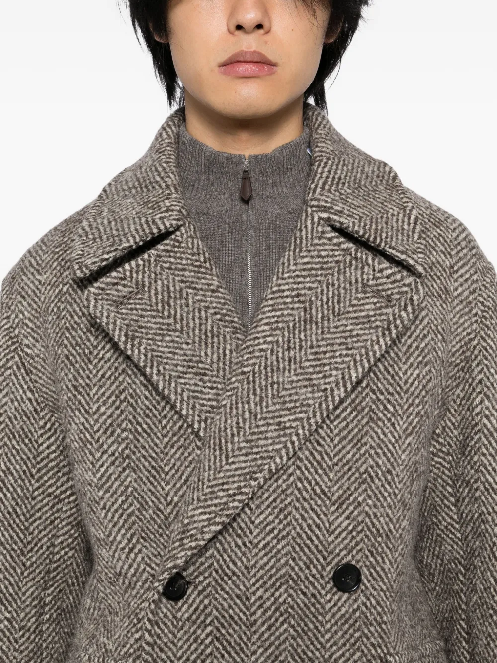 N.Peal Jas met visgraatpatroon Bruin