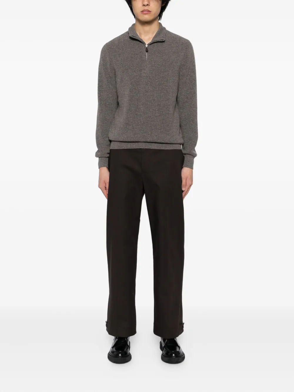 N.Peal Geribbelde sweater - Grijs