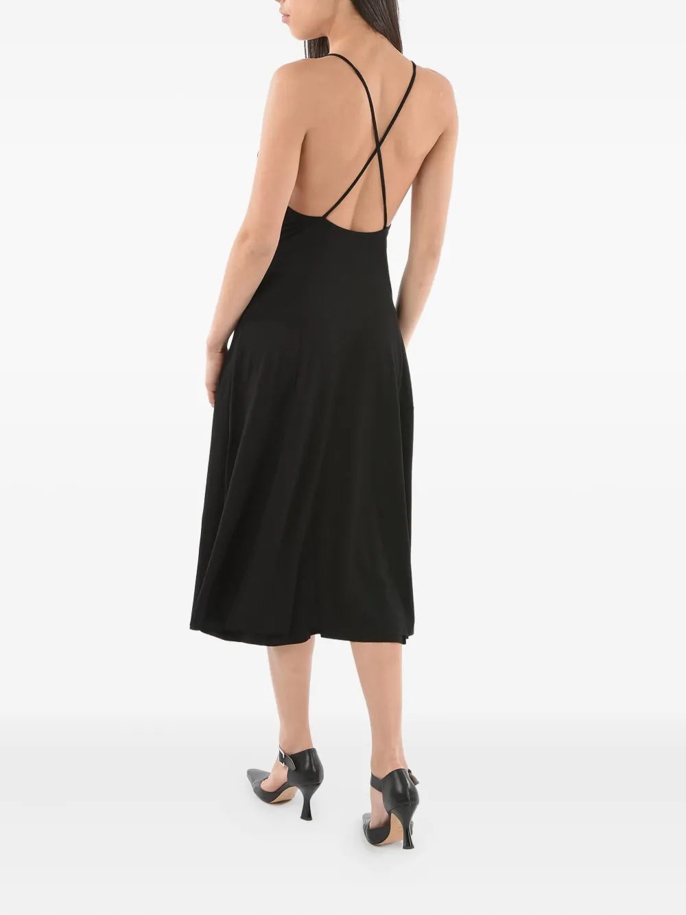 LOEWE crisscross ruffle dress - Zwart