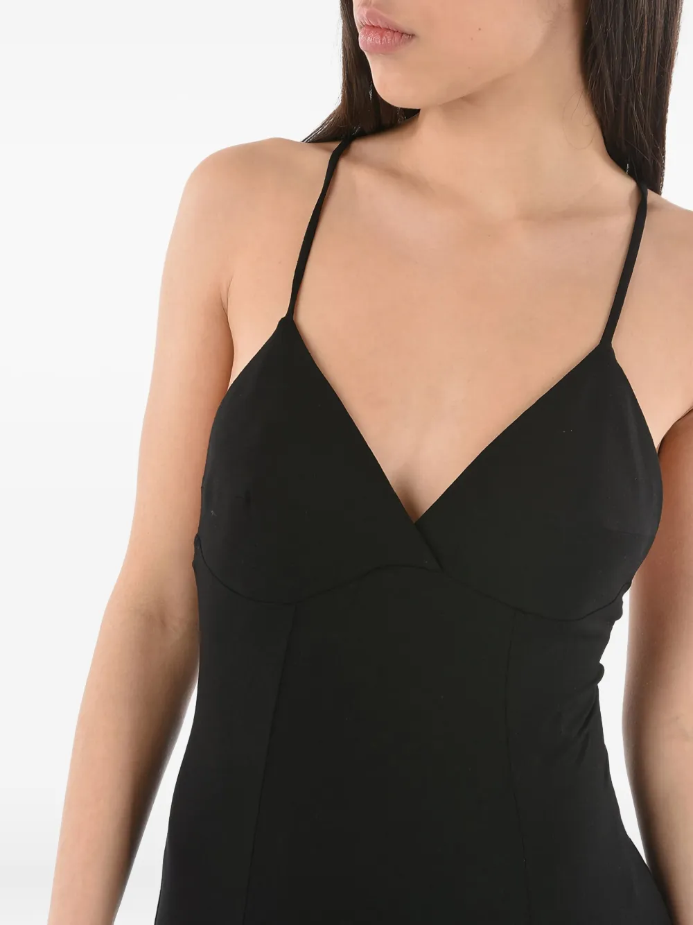 LOEWE crisscross ruffle dress Zwart