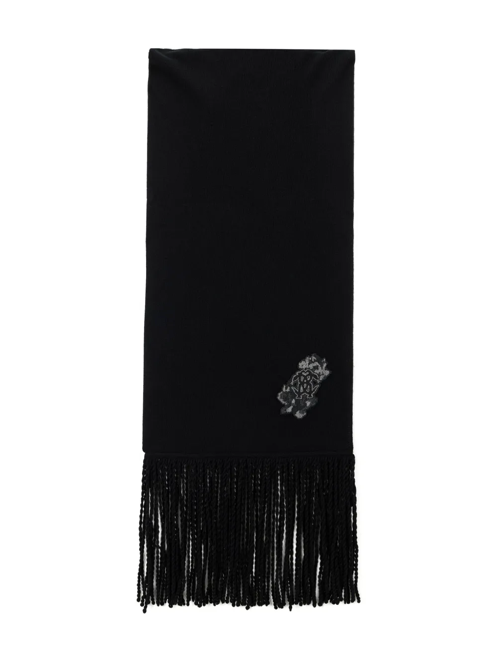 Roberto Cavalli fringed logo scarf - Nero