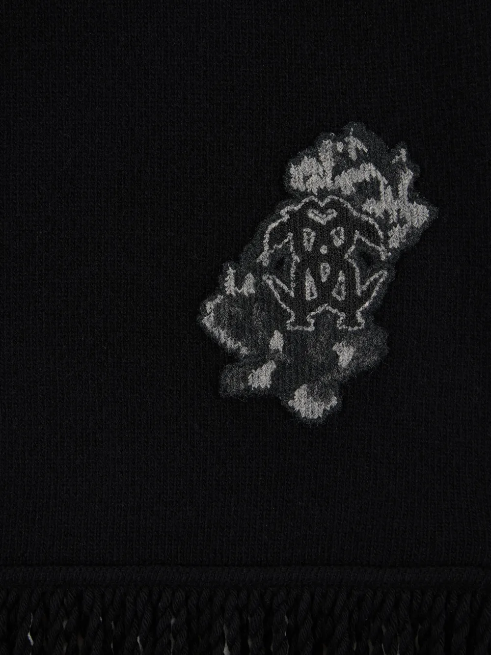 Roberto Cavalli fringed logo scarf - Zwart