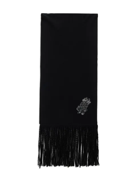 Roberto Cavalli fringed logo scarf