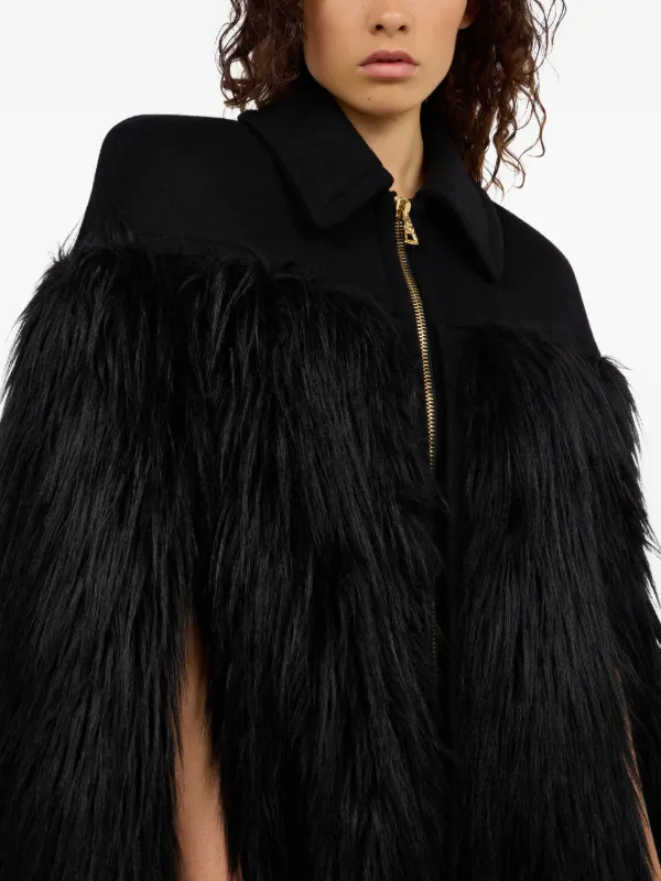 Roberto Cavalli zip-up faux-fur Cape | Black | FARFETCH ZA