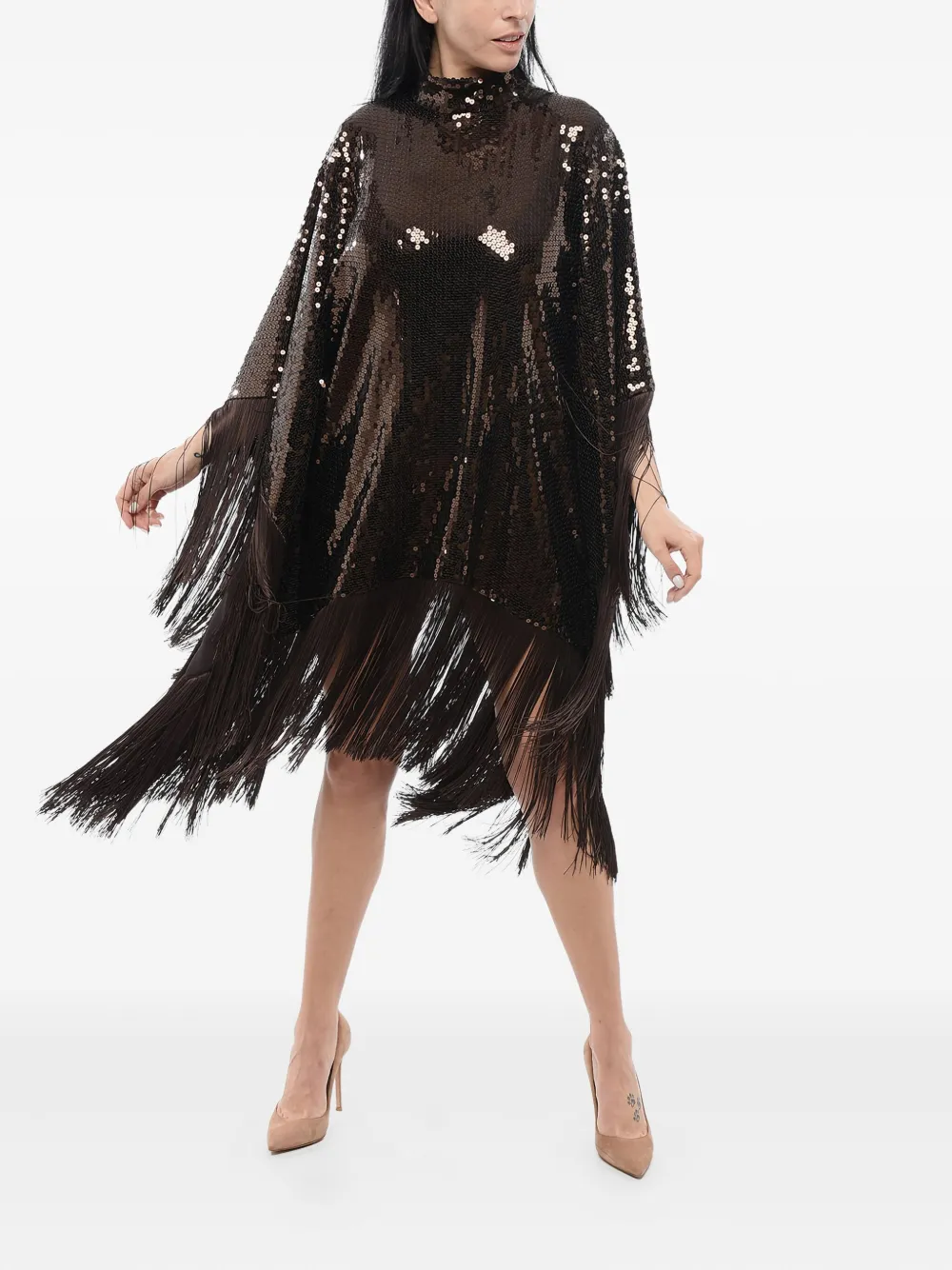 sequin fringe midi dress