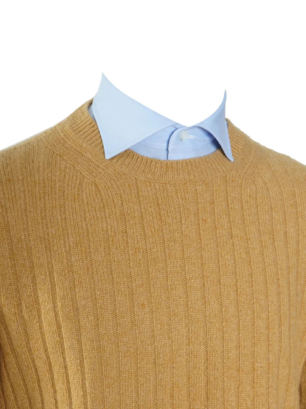 Brioni Geribbelde kasjmier sweater met ronde hals Geel