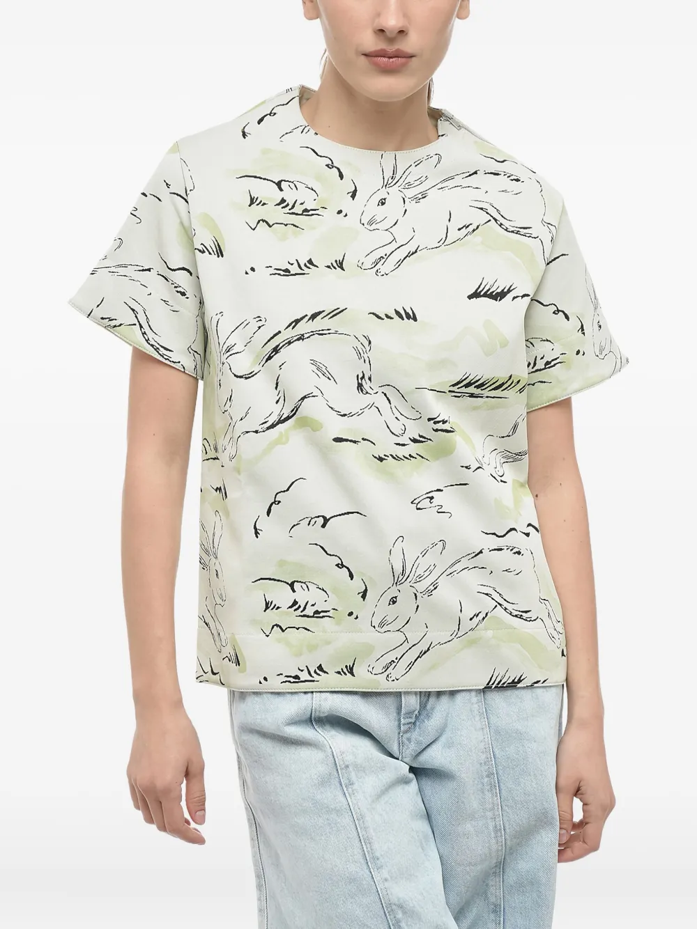 Jil Sander T-Shirt mit Hasen-Print - Grün